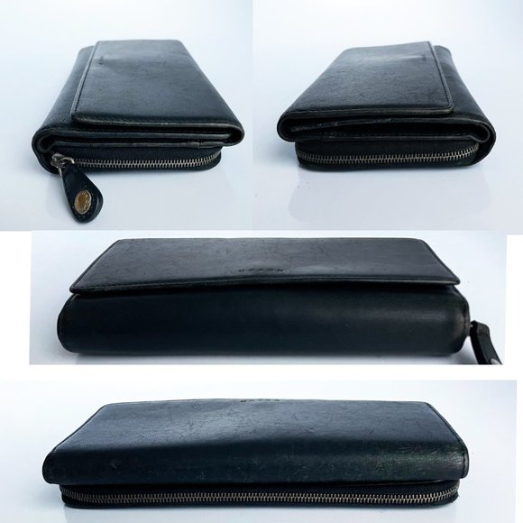 Coach Wallet Long Zip Around Trifold Snap Black Leather Vintage - Picture 7 of 11
